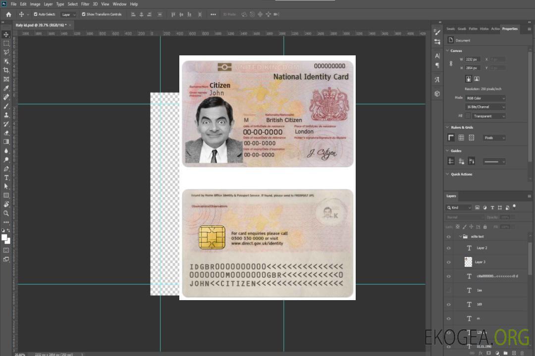 Carte d'identité du Royaume-Uni (carte d'identité) (1) template